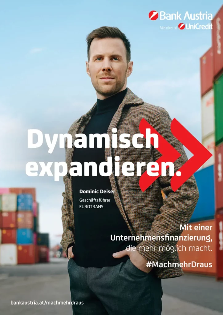 Dominic Deiser on an advertisement for Bank Austria