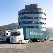 road-freight-europe Eurotrans truck in front of the company headquarters